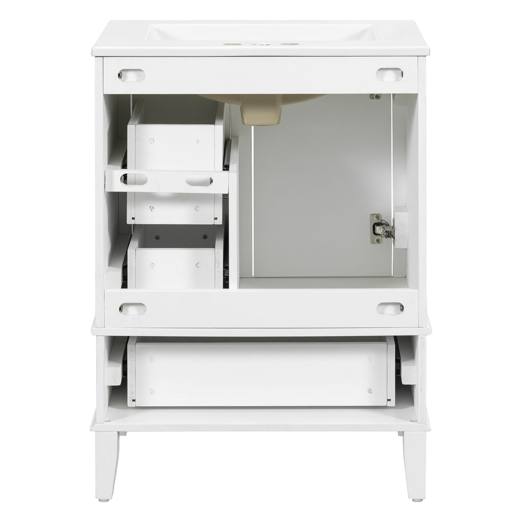 Bathroom Vanity, Modern Bathroom Cabinet With Sink Combo Set, Bathroom Storage Cabinet With A Soft Closing Door And 3 Drawers, Solid Wood Frame