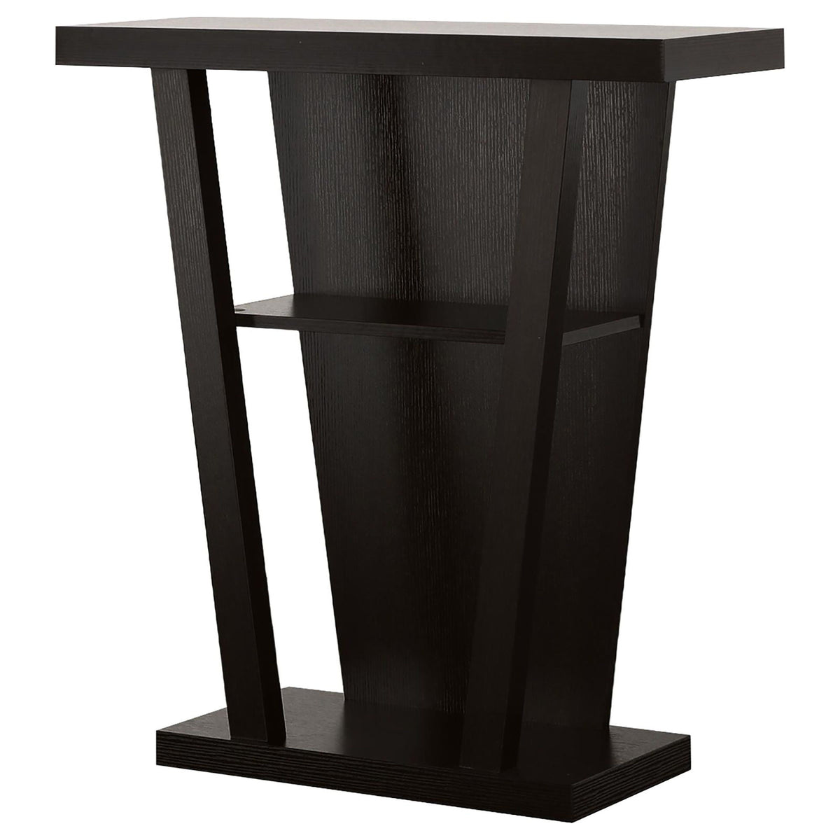 2 Shelf Console Table With V Shape Design - Brown