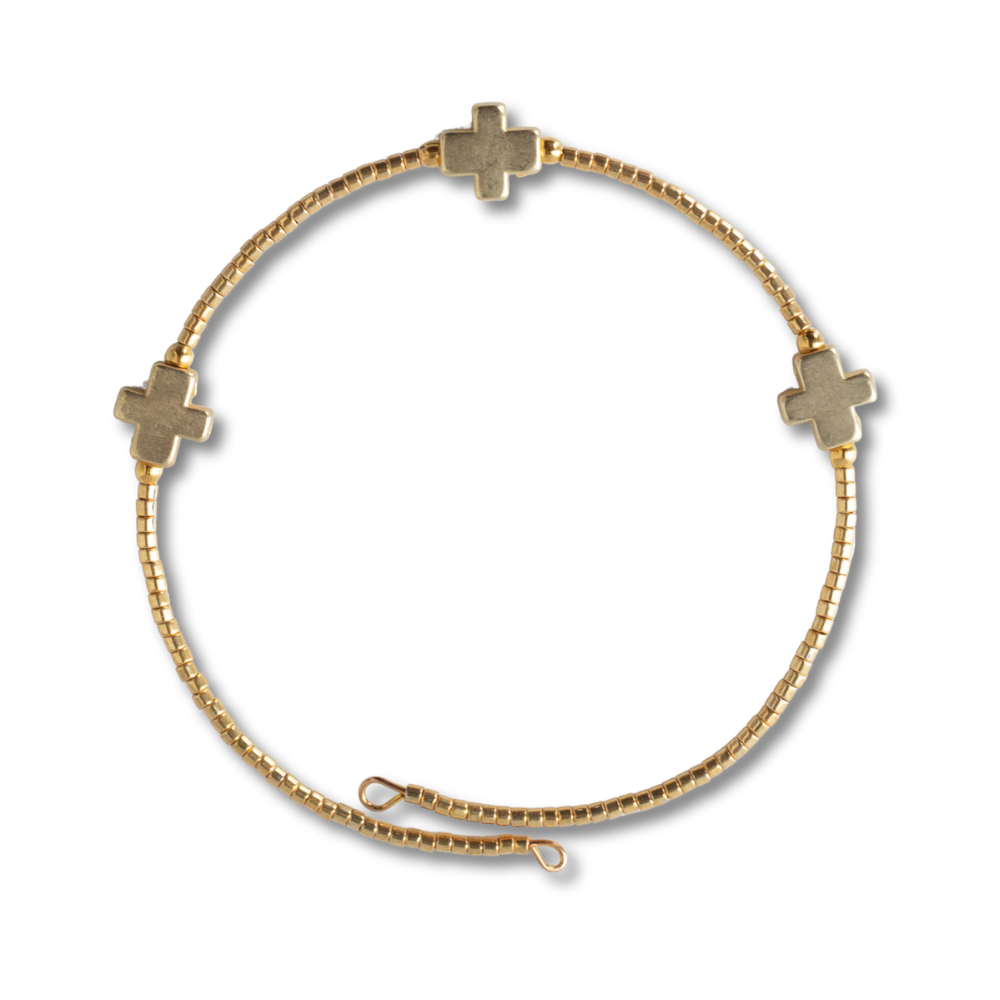 Faithful Cross Bangle-Gold, Cross Bracelet | Christian