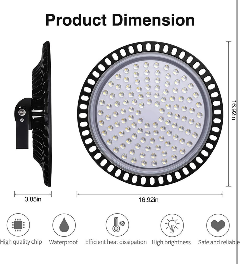 USED Tycolit 500W UFO LED High Bay Light, 50000LM Commercial Bay Lighting Daylight 6500K, IP65 Waterproof LED Commercial Bay Light, LED Warehouse Ligh