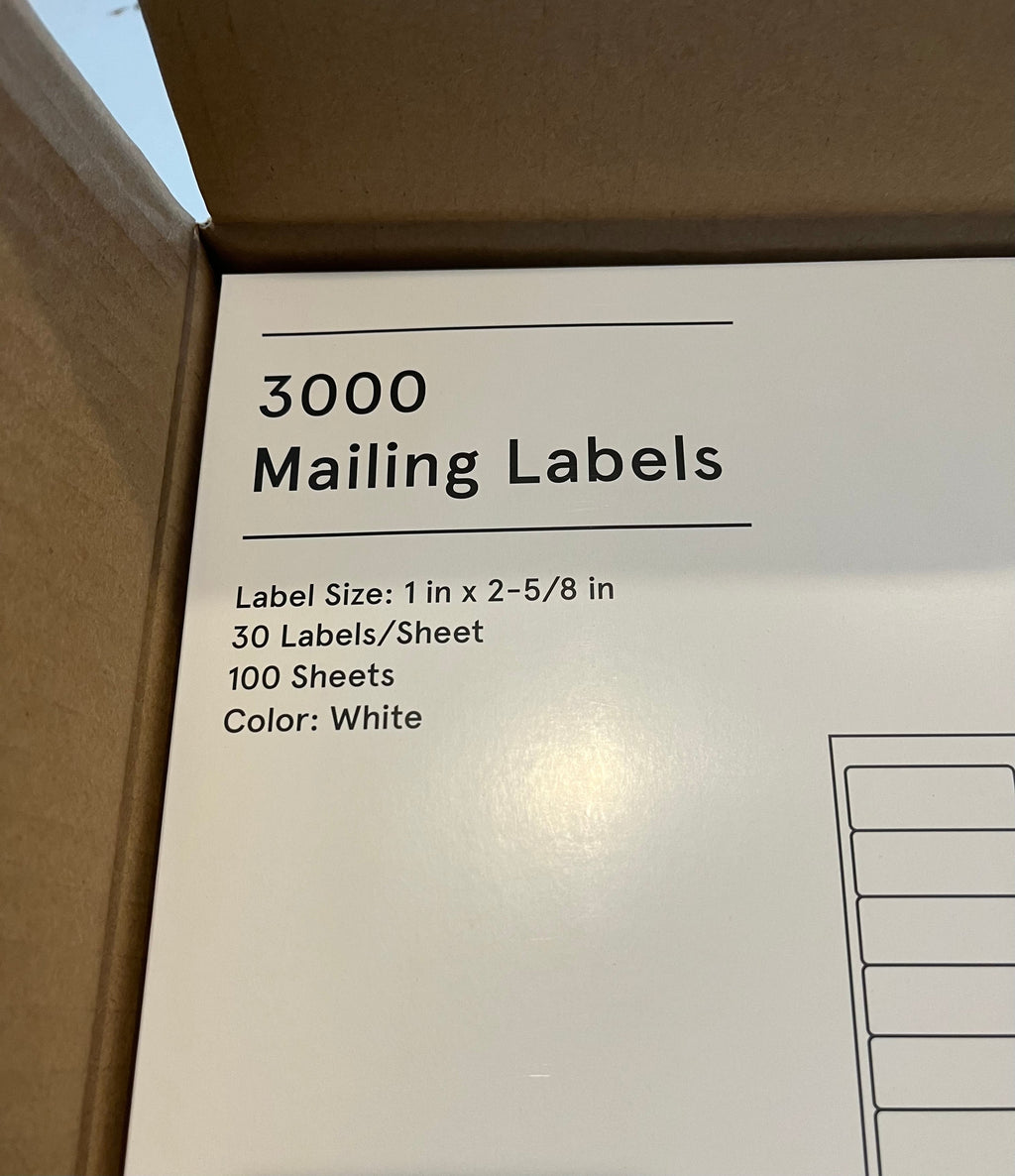 Staples BL58260 Baseline Mailing Labels, White, 3000/Pack