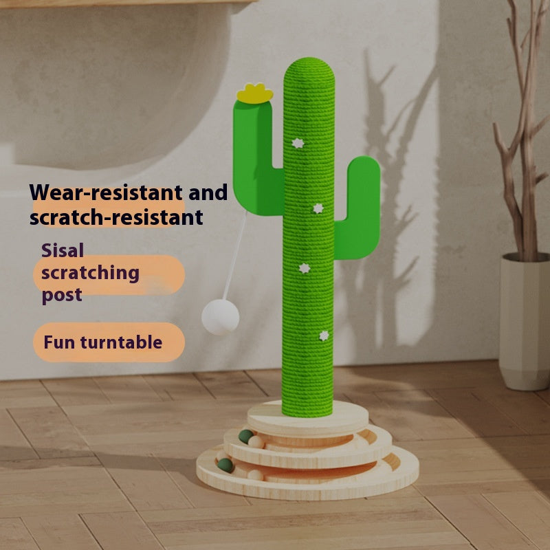 Cactus Cat Toy Wheel Grab Pillar Solid Wood