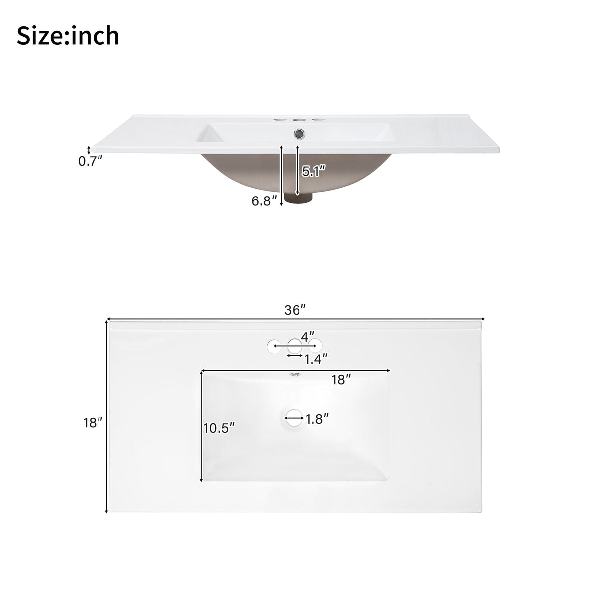 Bathroom Vanity With Sink, Soft Close Doors, Adjustable Shelf & 3 Drawers