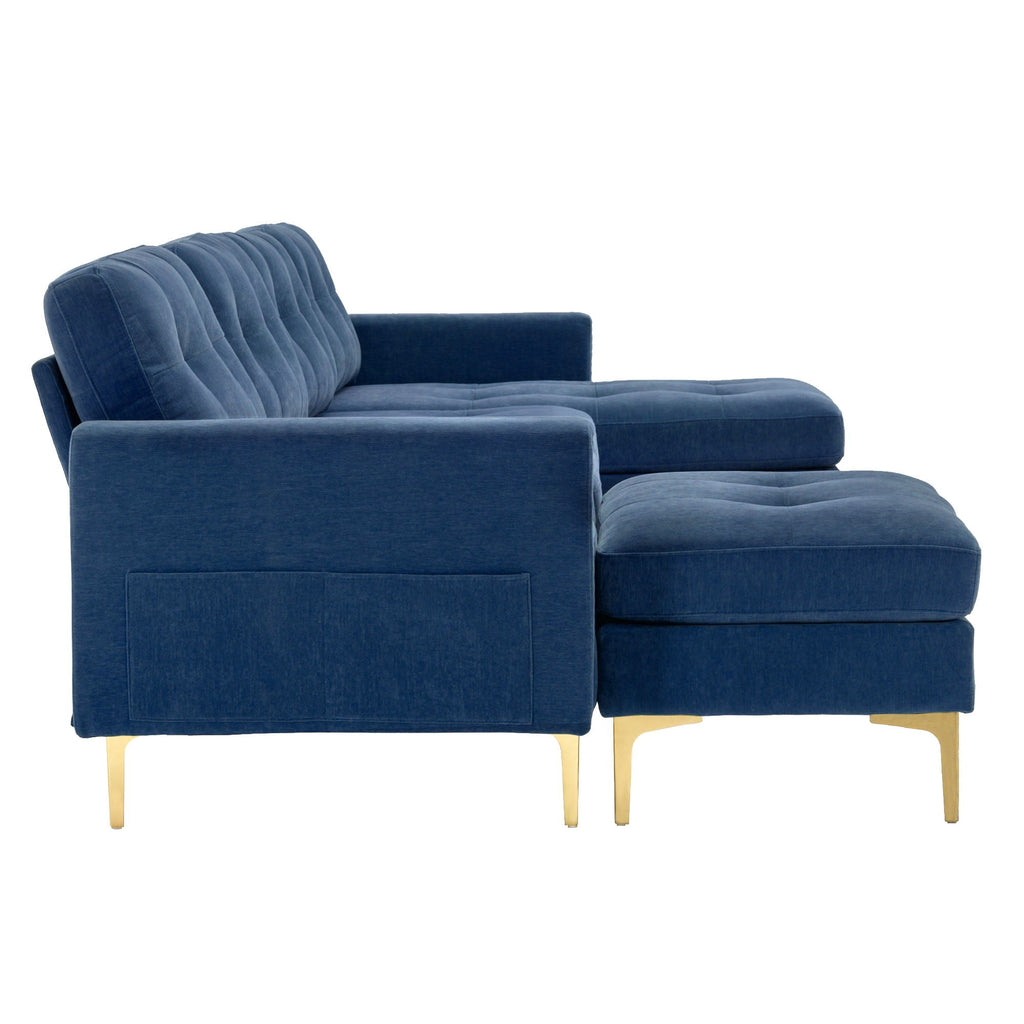 Modern L - Shape Convertible Sectional Sofa With Movable Ottoman