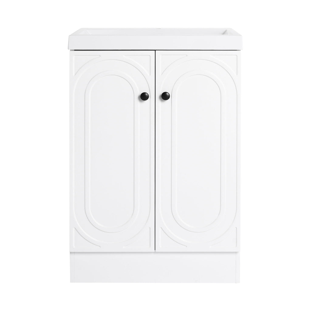 Contemporary Freestanding Bathroom Vanity With Resin Sink & Soft-Close Cabinet Doors
