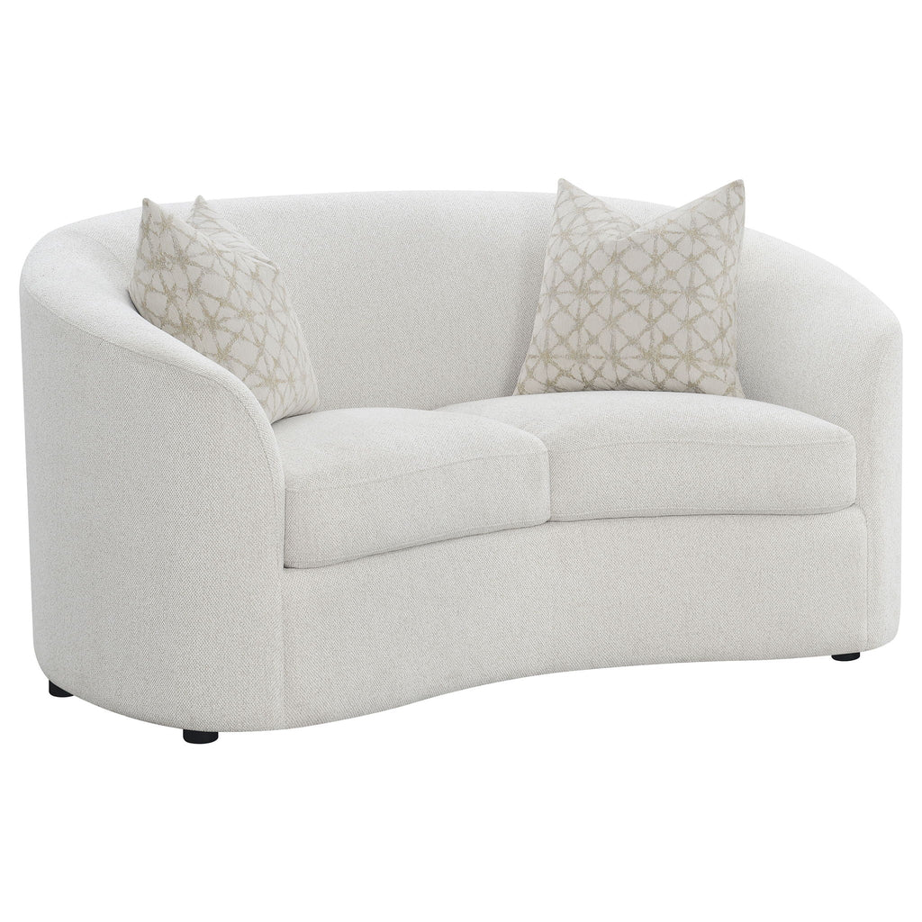 Rory - Sloped Arms Loveseat With Pillows - White