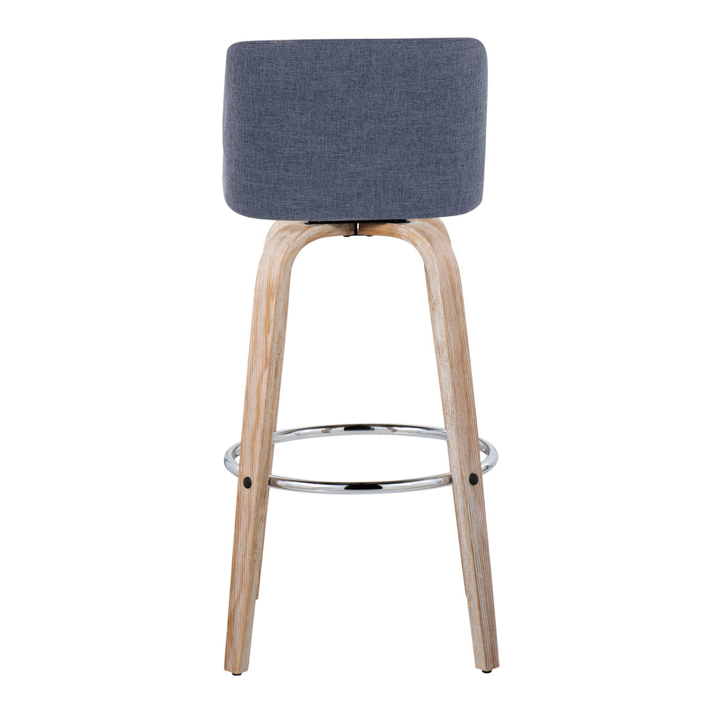 Toriano - Contemporary Fixed Height Barstool With Swivel & Round Footrest (Set of 2)