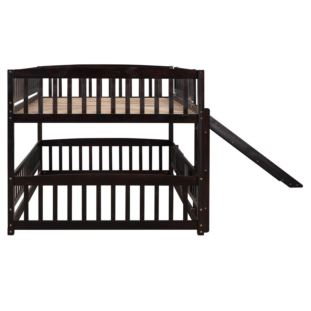 Low Bunk Bed With Slide, Fence And Ladder