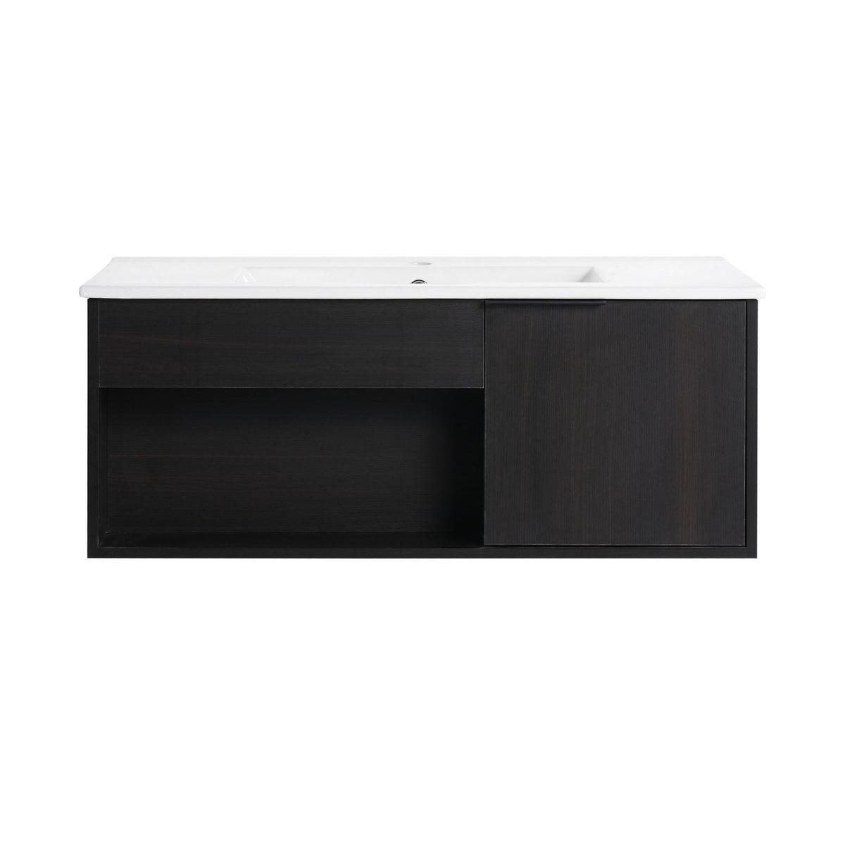 Wall Mounted Floating Bathroom Vanity With Open Shelf & Soft Close Door