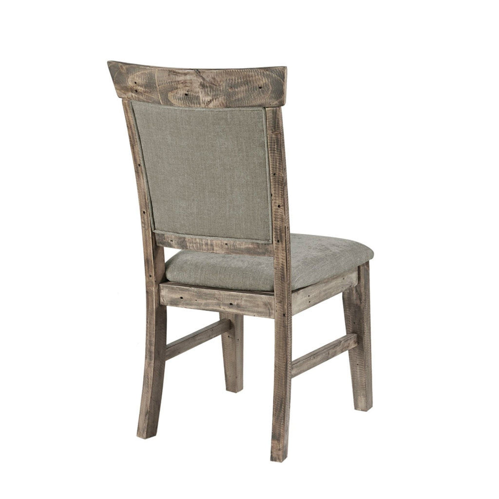 Dining Side Chair Set With Cushioned Back And Seat (Set of 2) - Weathered Gray / Natural
