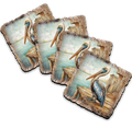 Pelican Wooden Cork Coasters Gift Set of 4 by Nature Wonders Coastal Nature Wildlife Decor  - 95388C-S4