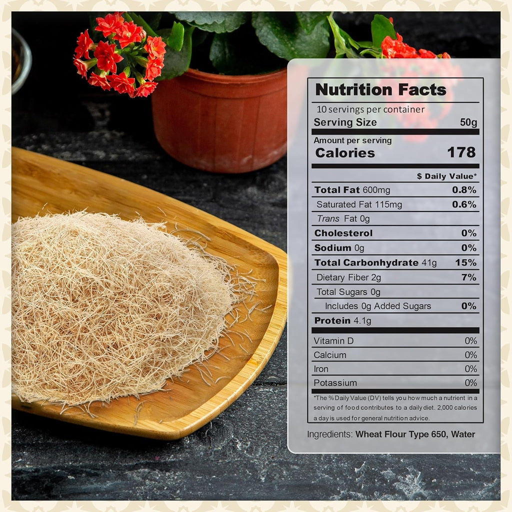 OZKA Dried & Chopped Kataifi Shredded Fillo Dough,Ingredient for The Viral Dubai Pistachio Chocolate Bar, Kunafa, Knafeh, Katifi, 200g(7oz),