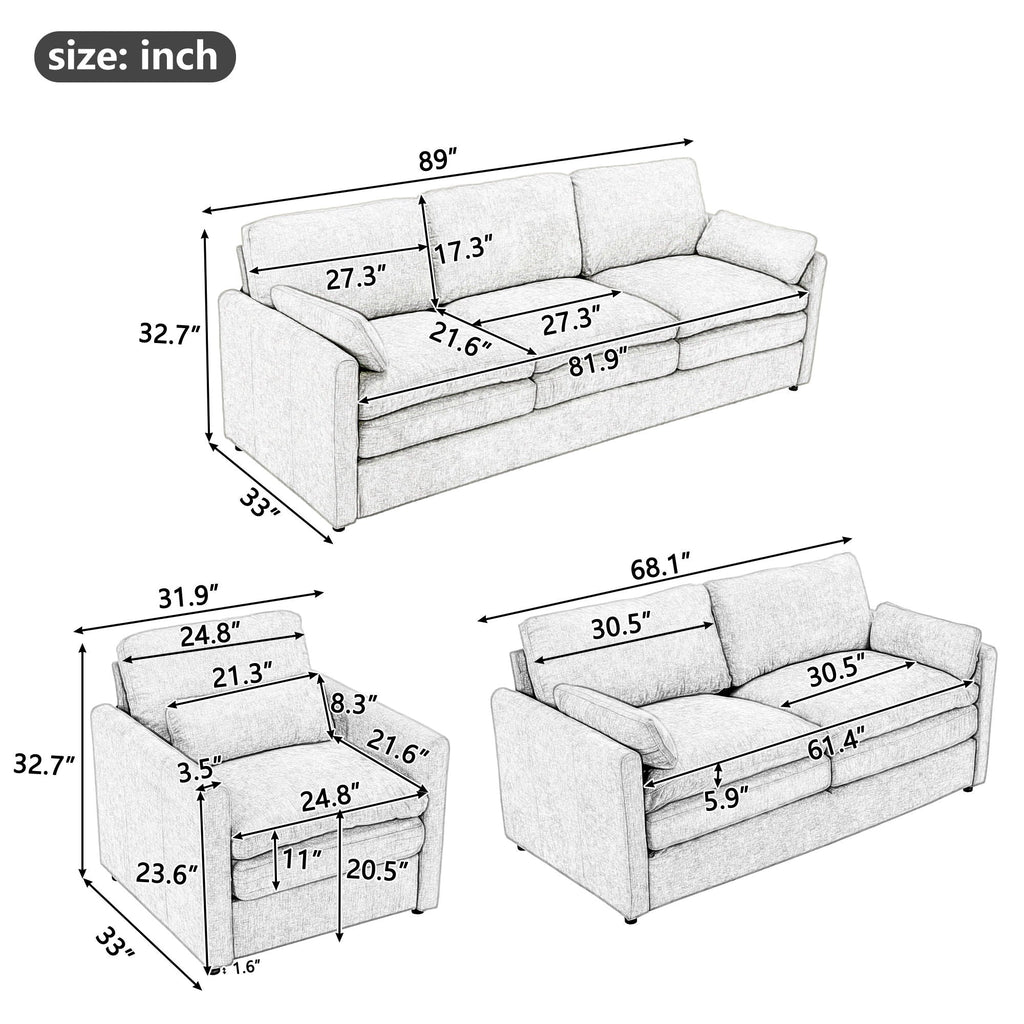 Cozy Sofa Set Oversized Comfy Cloud Sofa with Double Cushion