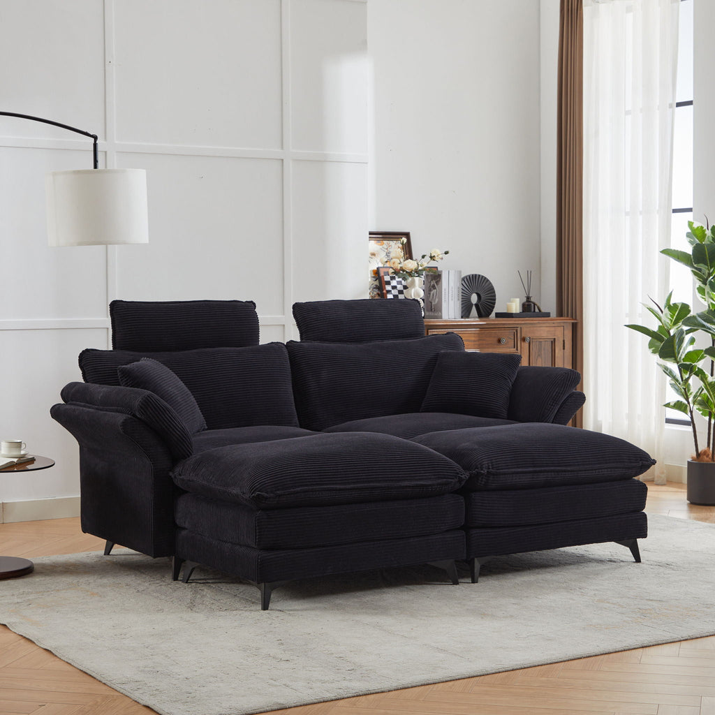 Modern Deep Seat Sectional Sofa With Ottoman