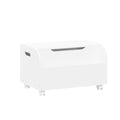 Toy Box With 4 Universal Wheels, Kids Playroom Storage Organizer With Front Bookshelf, Flip Top Lid, Safety Hinge - White