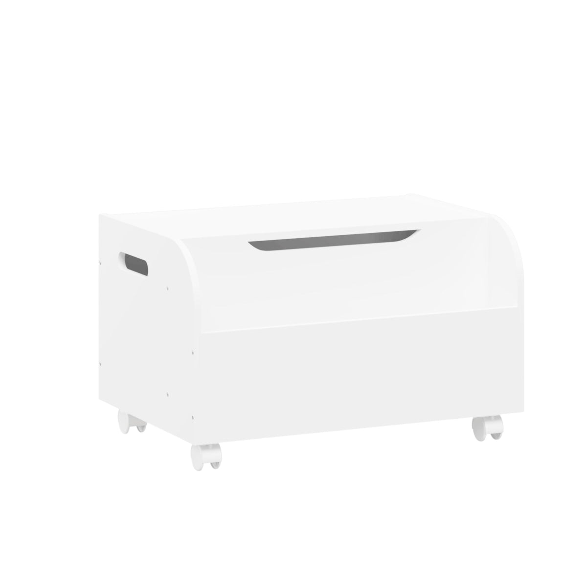 Toy Box With 4 Universal Wheels, Kids Playroom Storage Organizer With Front Bookshelf, Flip Top Lid, Safety Hinge - White