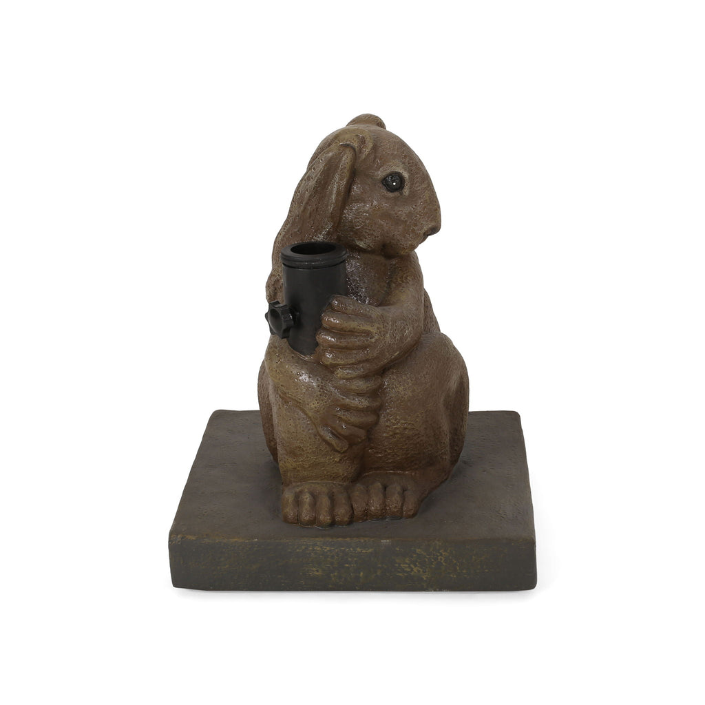 Hand Crafted Rabbit Umbrella Base With Playful Design - Light Brown