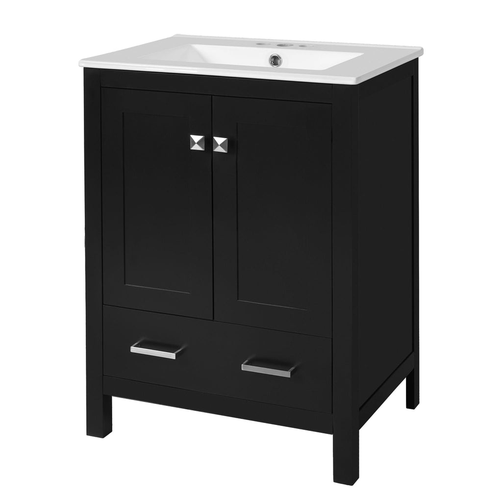 Bathroom Vanity With Integrated Undermount Ceramic Sink, 2 Doors And 1 Drawer, Soft Close Hinges