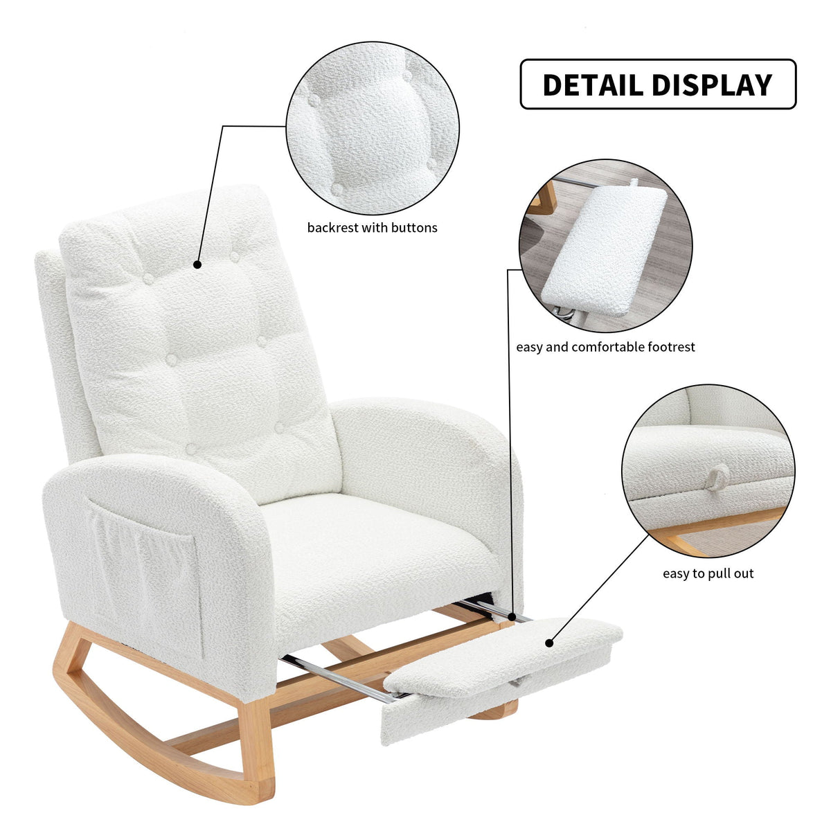 Accent Rocking Chair With Footrest, High Back