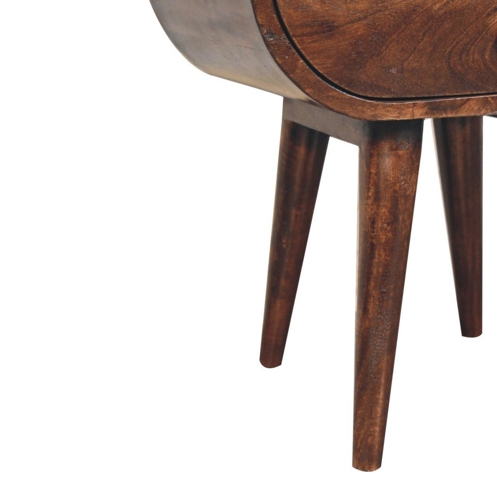 Circular Bedside Table With Open Slot - Walnut