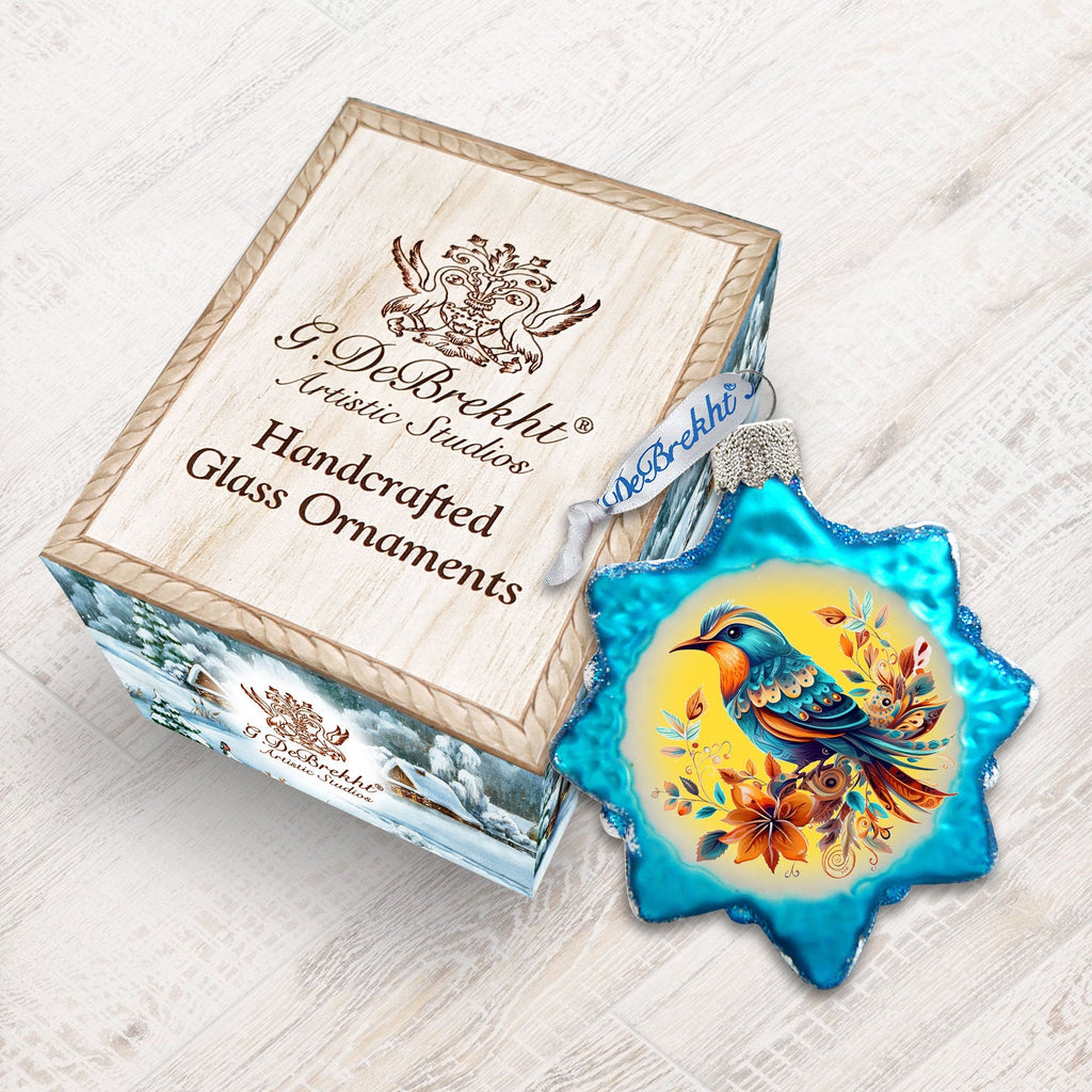 Blue Sparrow Mercury Glass Ornaments by G. Debrekht - Wildlife Holiday Decor - 776007