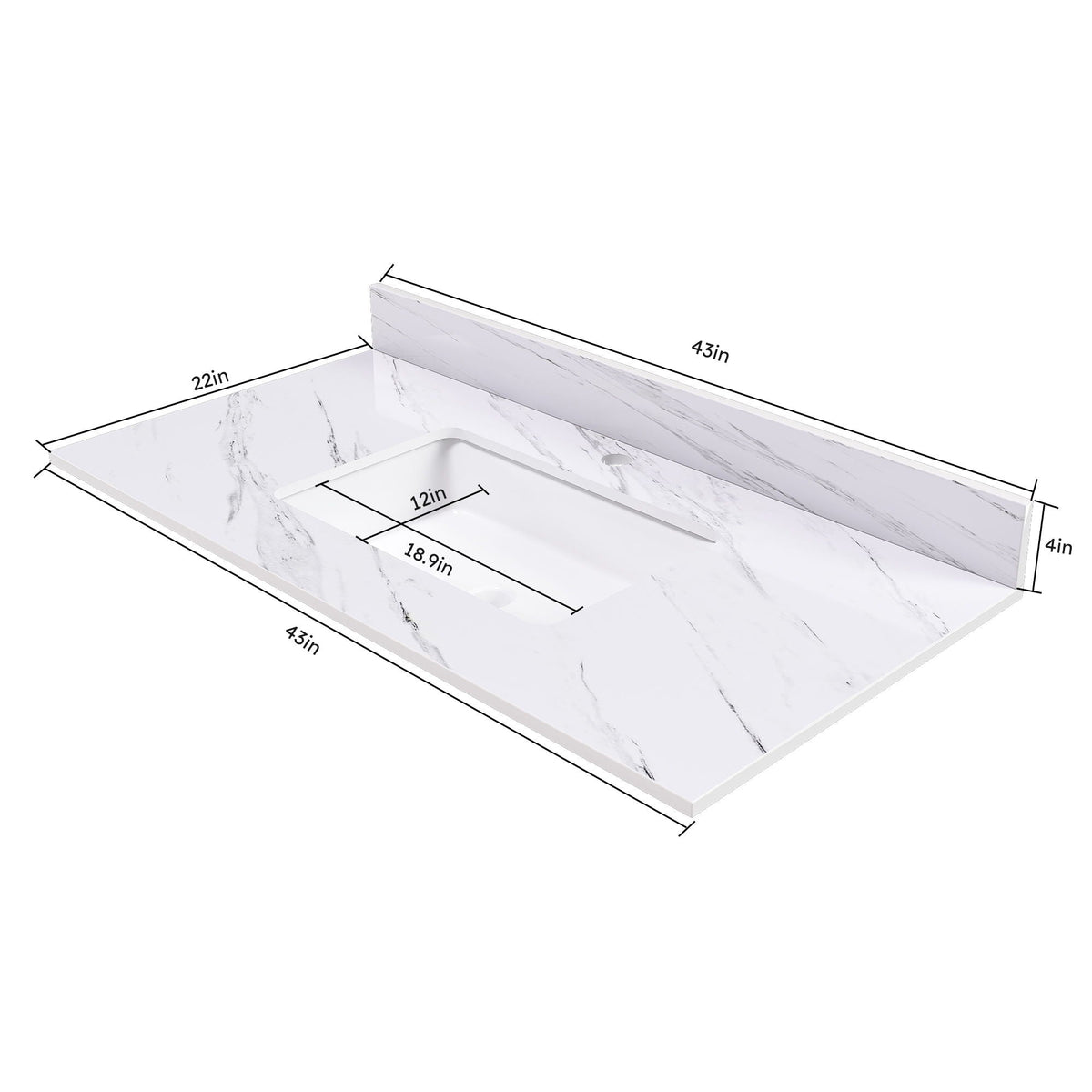 Bianco Carrara Venato Marble Vanity Top With Pre Drilled Faucet Hole And Undermount Sink