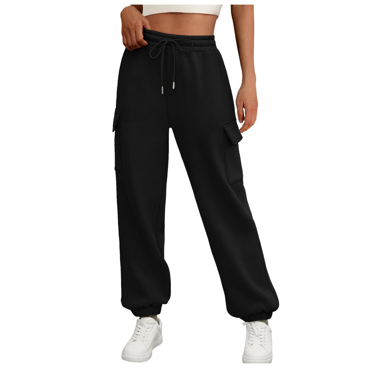 Women's Fleece-Lined Baggy Jogger Pants – High Waist with Pockets