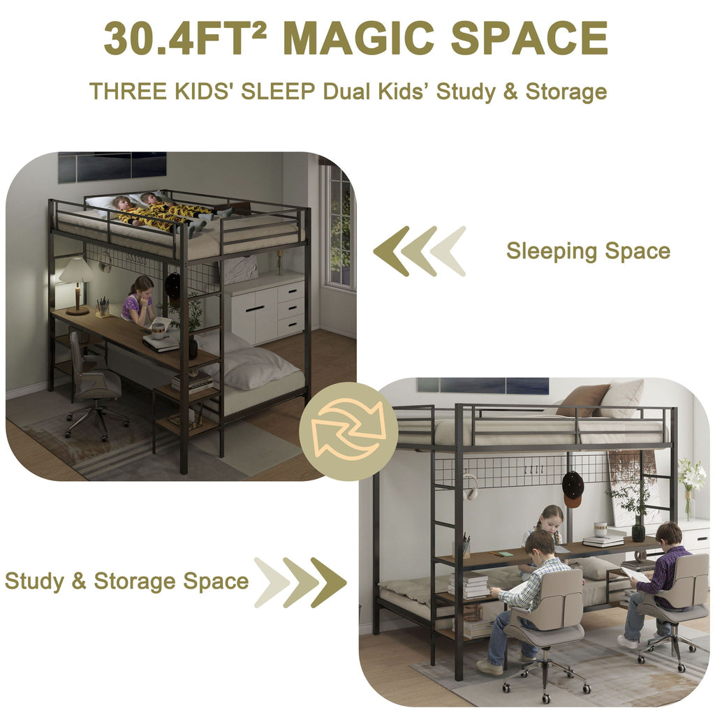 Ethan - Bunk Bed With Desk, Charging Station, Storage Shelves