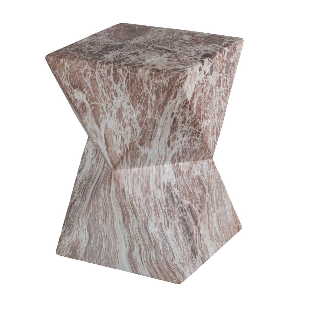 Round Outdoor Geometric End Table - Marble