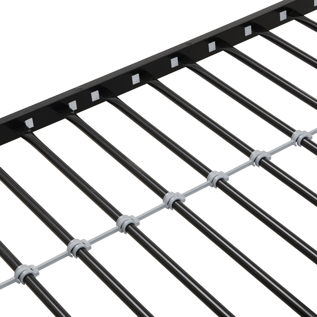 Modern Metal Bunk Bed With Side Ladders And Guardrail