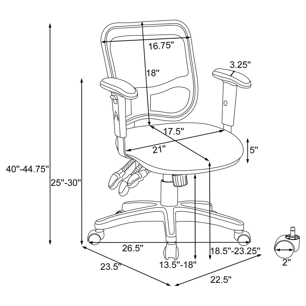 Swivel Office Chair Armrests Ergonomic Design, Adjustable Height And Tilt - Black