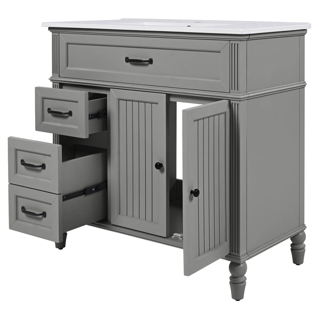 Bathroom Vanity With Sink, Freestanding Cabinet & Drawers