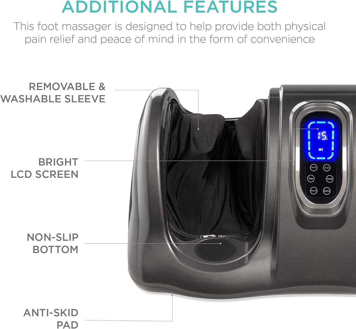 Shiatsu Foot Massager for Pain Relief, Plantar Fasciitis, Neuropathy, Blood Circulation, Remote Control W/Compact Design - Gray