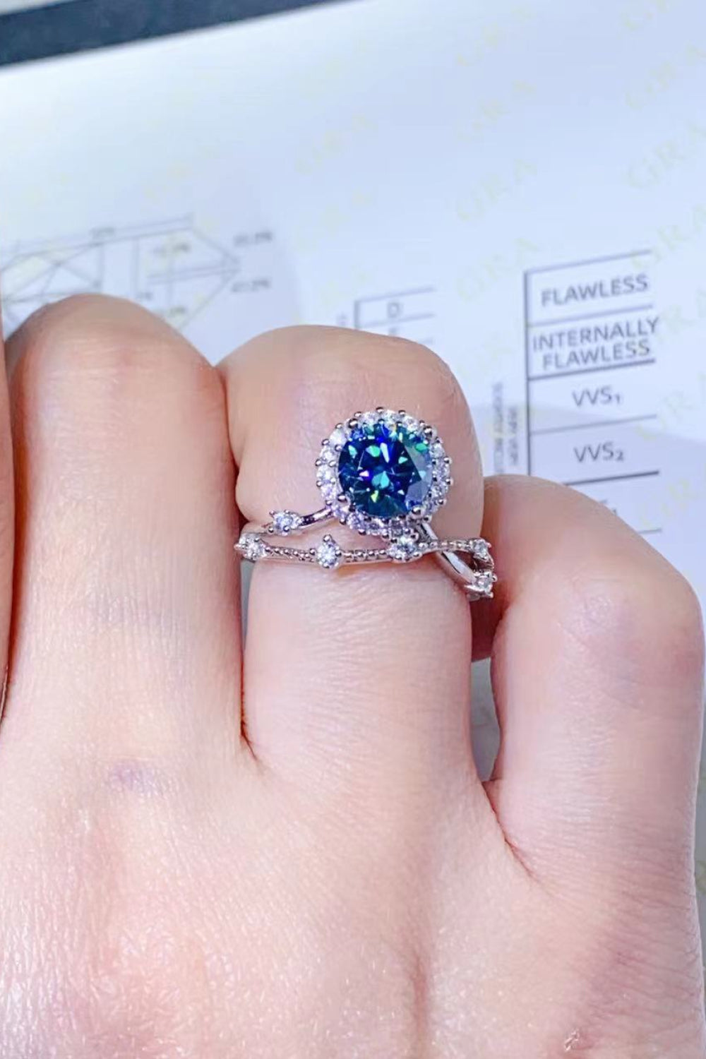 1 Carat Blue Brilliant Round Cut Sparkala™ Platinum Over Pure Sterling Silver Ring (Blue Or Purple)