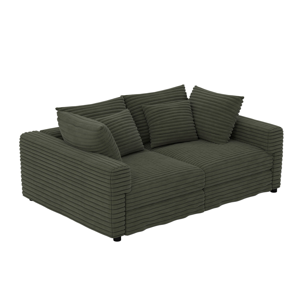 Convertible Deep Seat Sofa With Soft Pillows And Ottomans