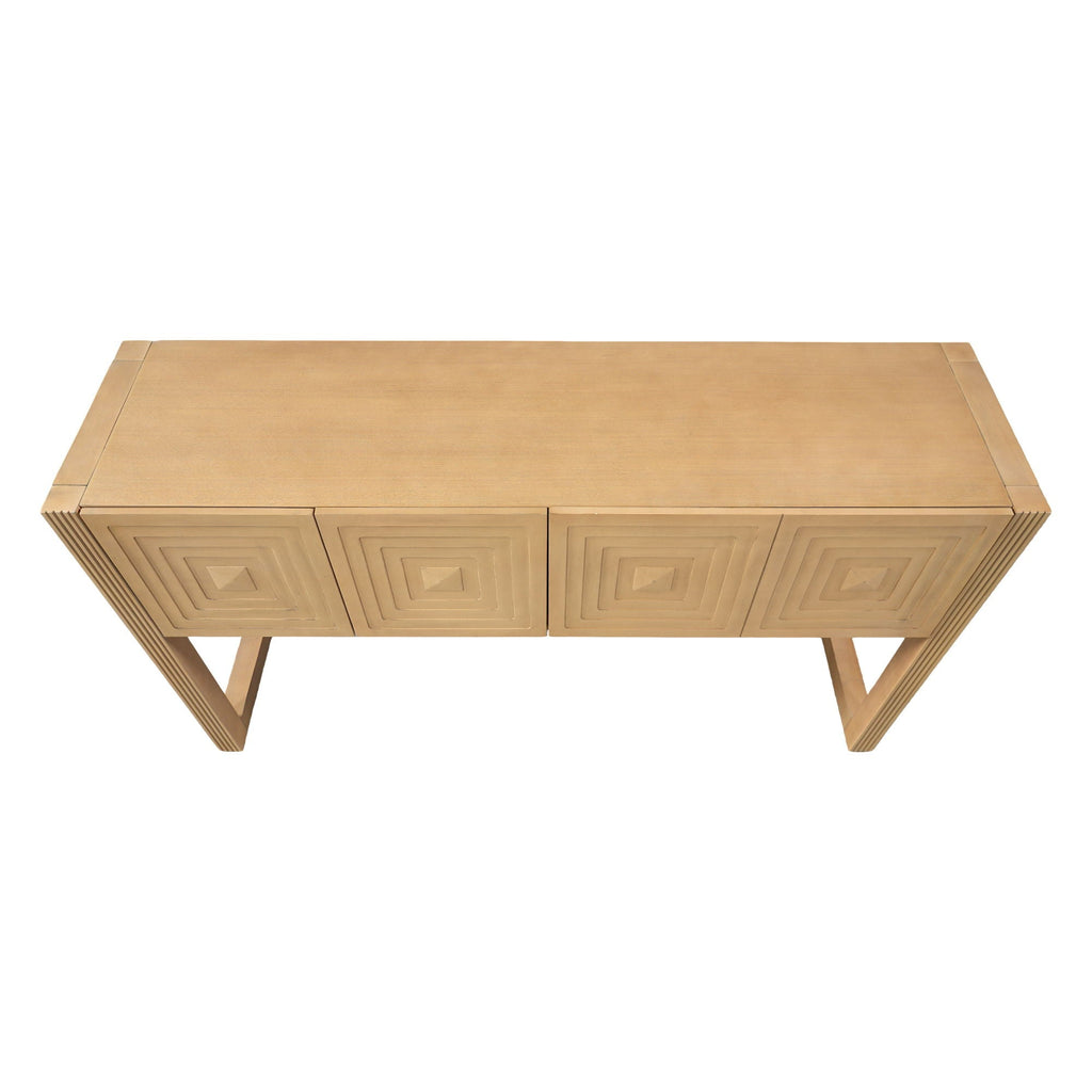 Geometric Carved Console Table With 3 Soft Close Drawers