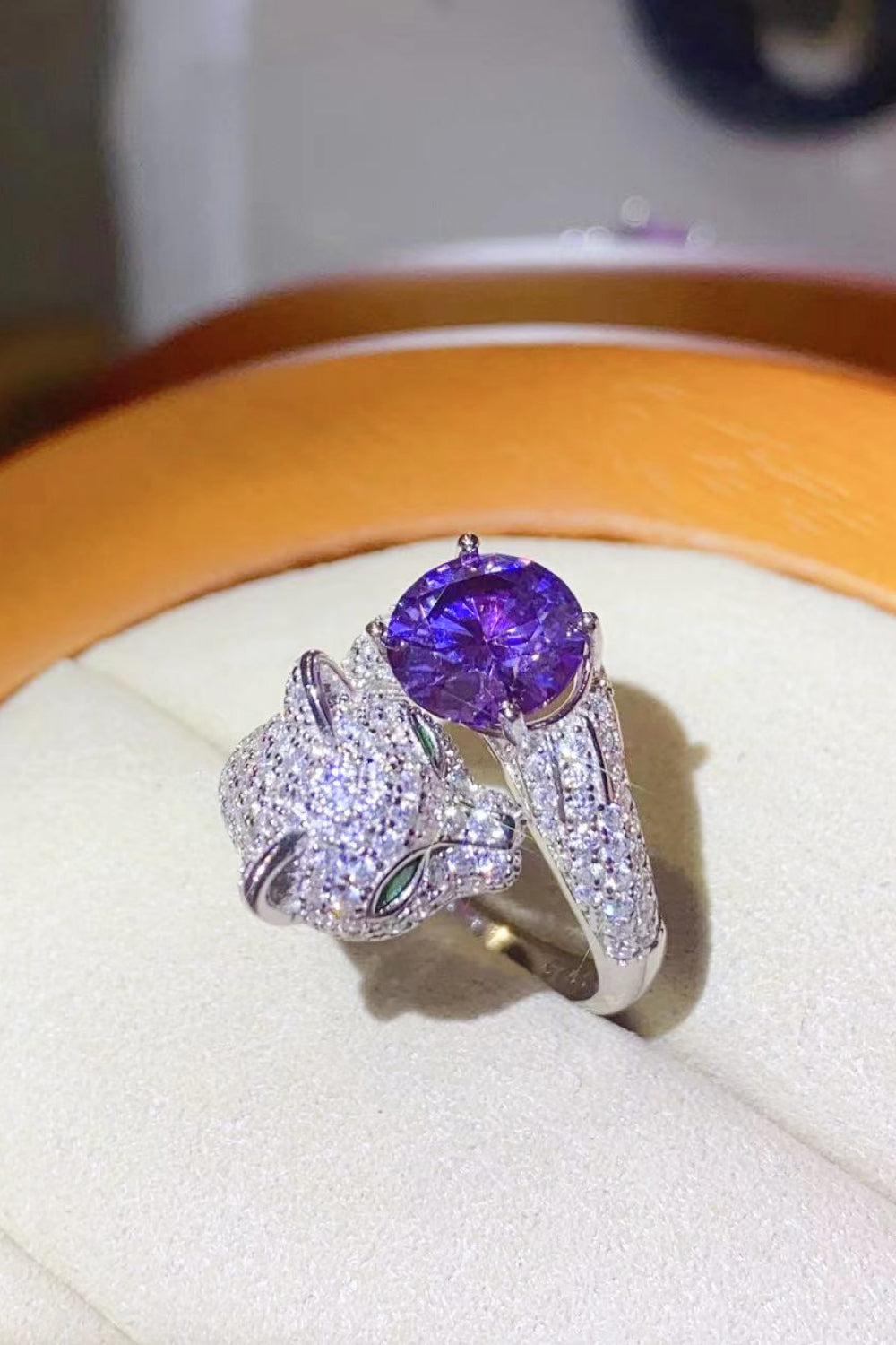 2 Carat Blue Sparkala™ Adjustable Animal Bypass Ring (Platinum Over Pure Sterling Silver)