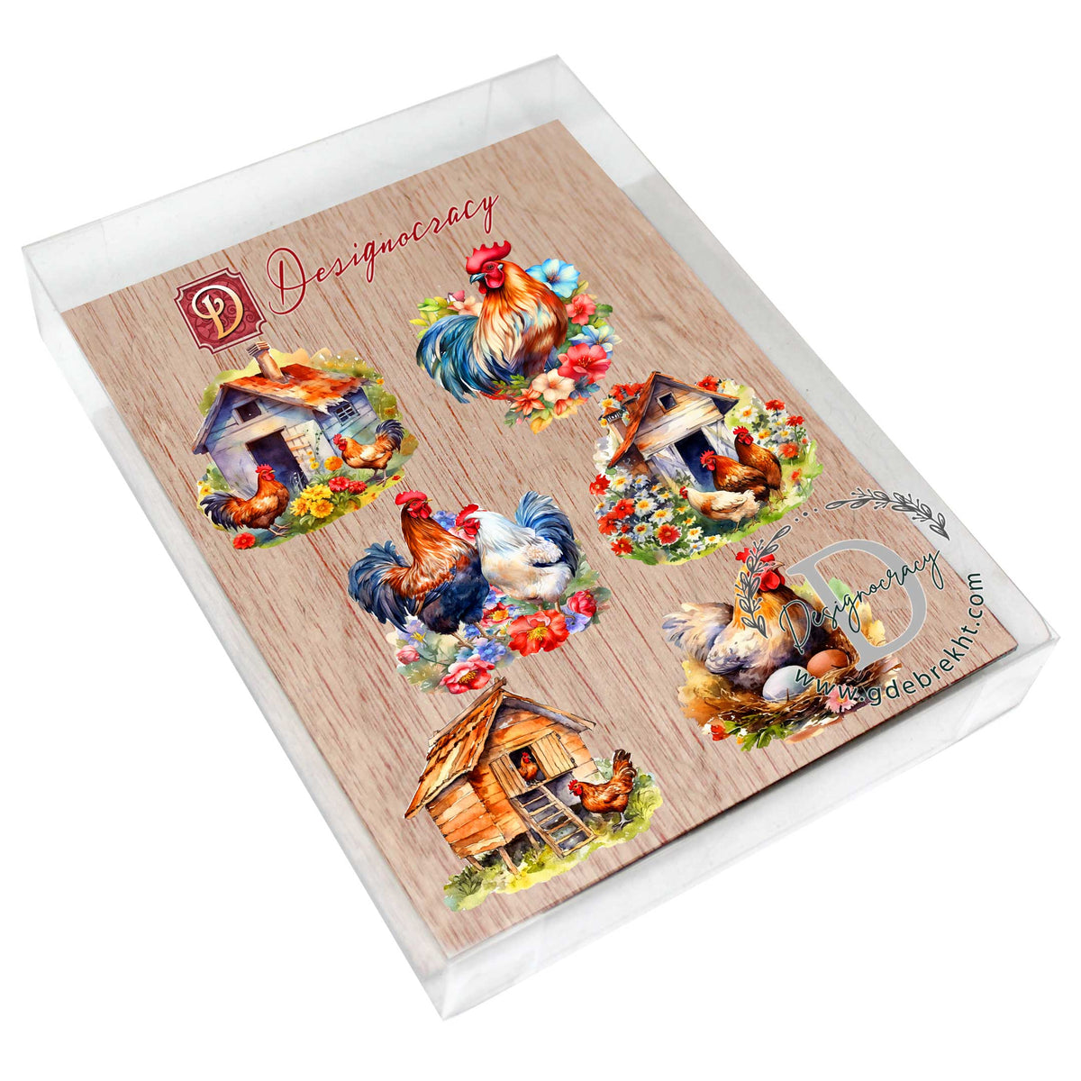 Spring on the Farm Decorative Eco Wood Magnets Set of 6 by G. Debrekht - Easter Decor - 8090056G-S6
