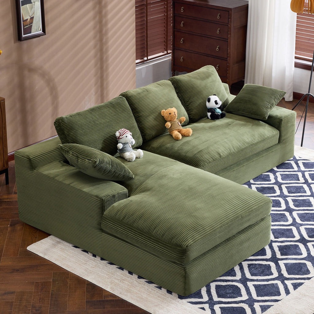 Compressed Sofa With 3 Back Cushions, 2 Throw Pillows