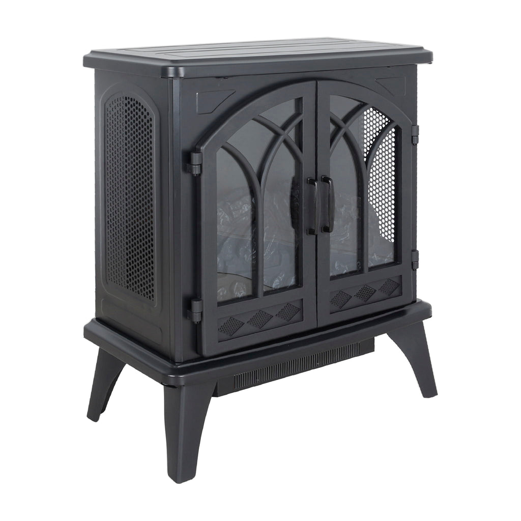 24" 3D Flame Electric Infrared Quartz Fireplace Stove With Remote Control - Antique Black