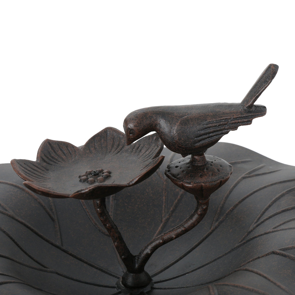 Lancaster Outdoor Aluminum and Iron Top Bird Bath with Iron Base, Bronze
