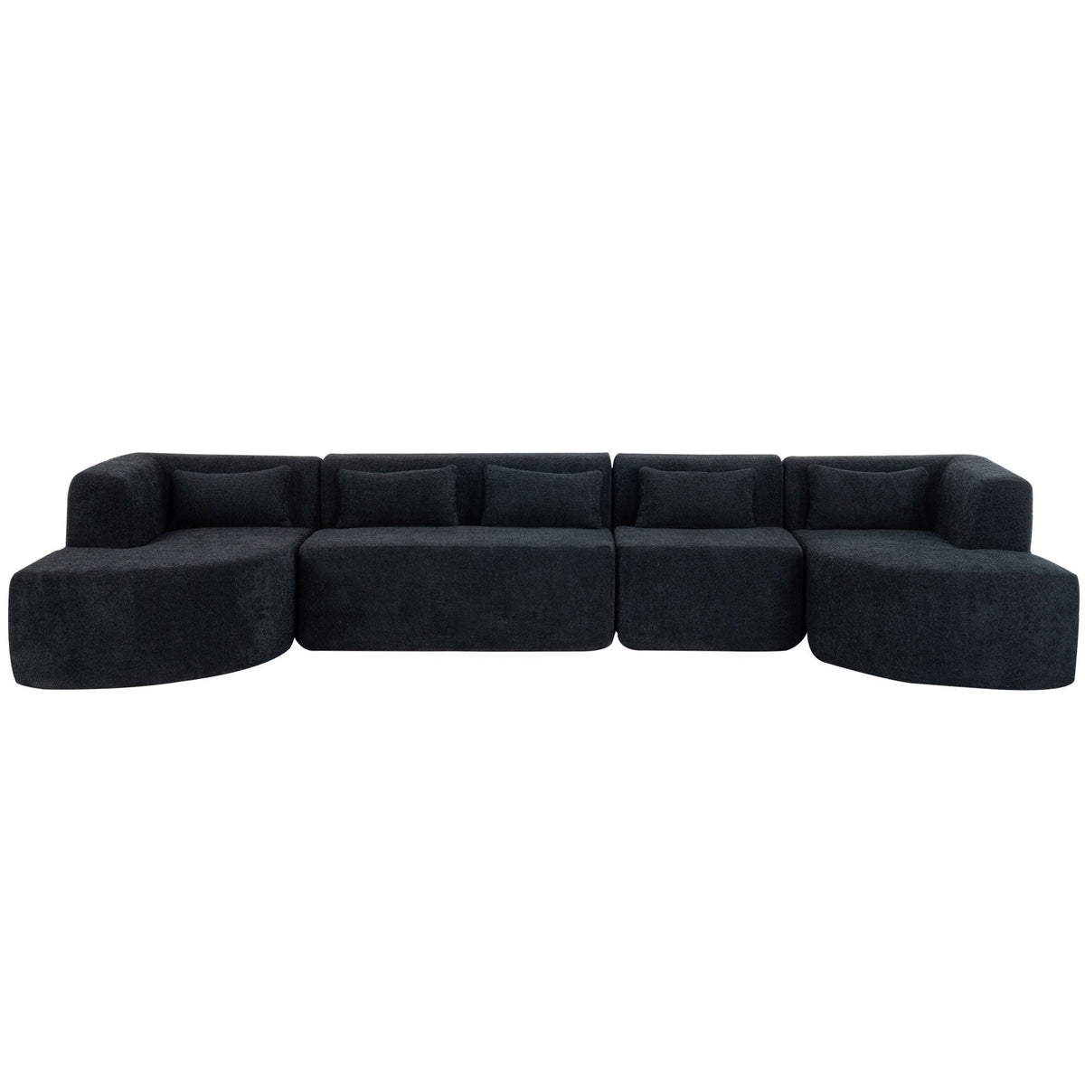 Upholstered Sofa Free Combined Sofa Couch With 2 Chaise Lounge And Five Back Pillows For Living Room