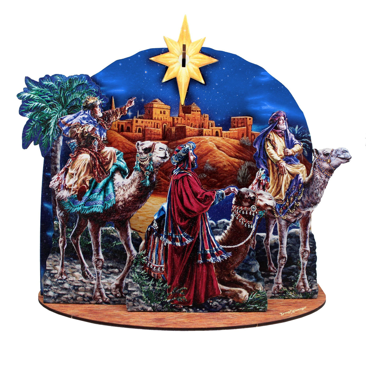 Three Kings Journey Decorative Village Eco Wood Set by D. Gelsinger - Nativity Holiday Decor - 852768