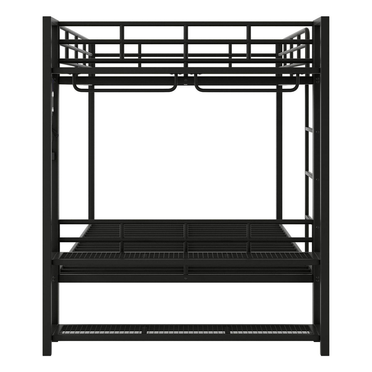 Bunk Bed With Storage Shelves, Clothes Hooks, LED Light