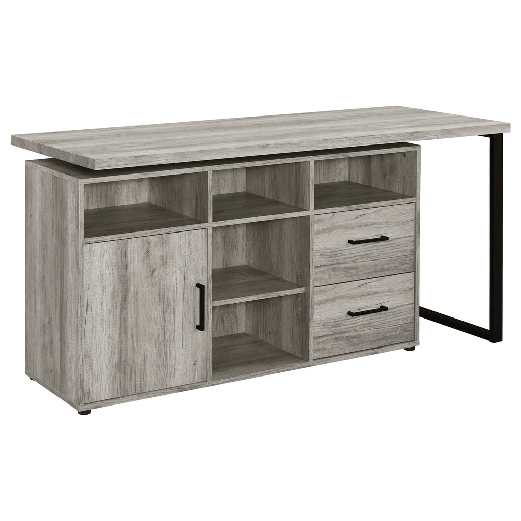 Corrado - L-Shape Office Desk With Storage - Gray