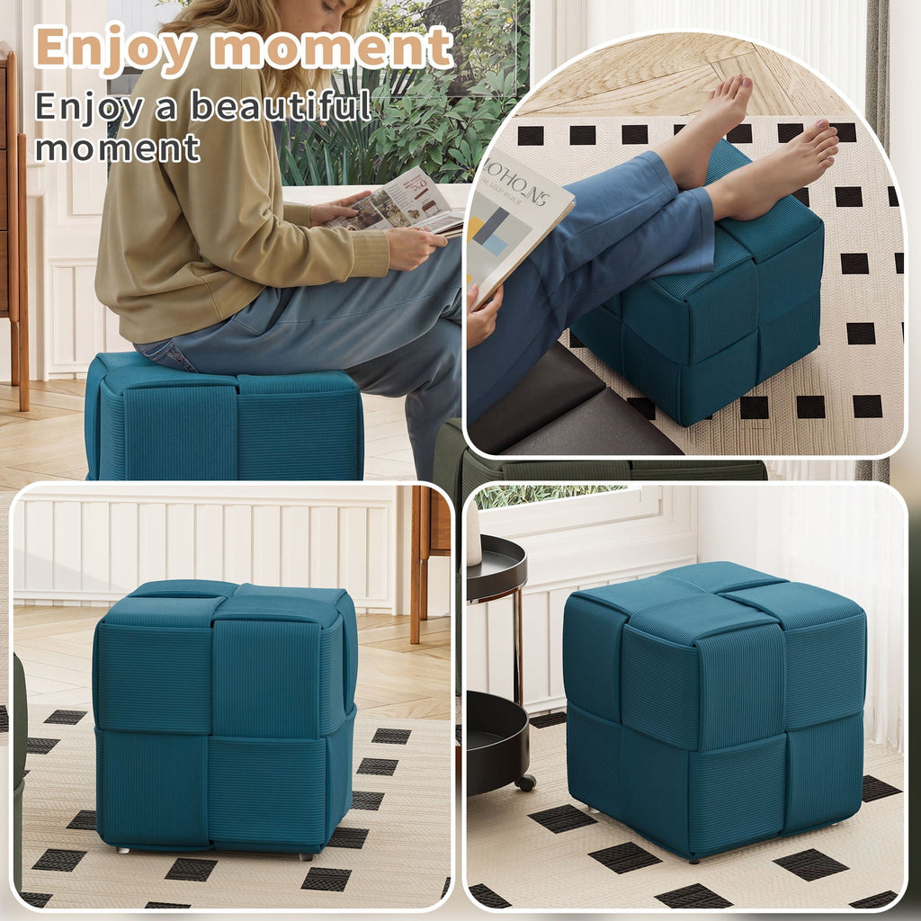 Modern Ottoman Foot Rest With Woven Design
