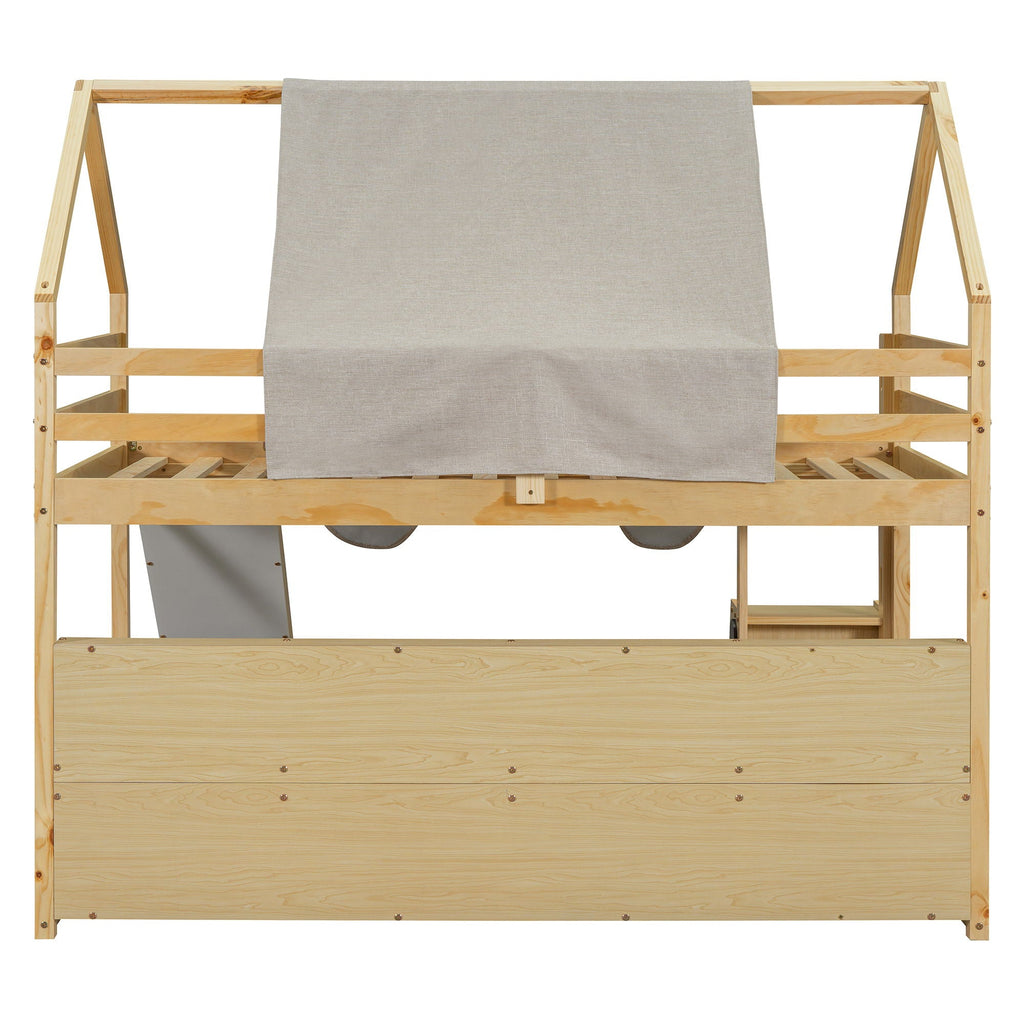 Loft Bed With House Shaped Frame And Tent