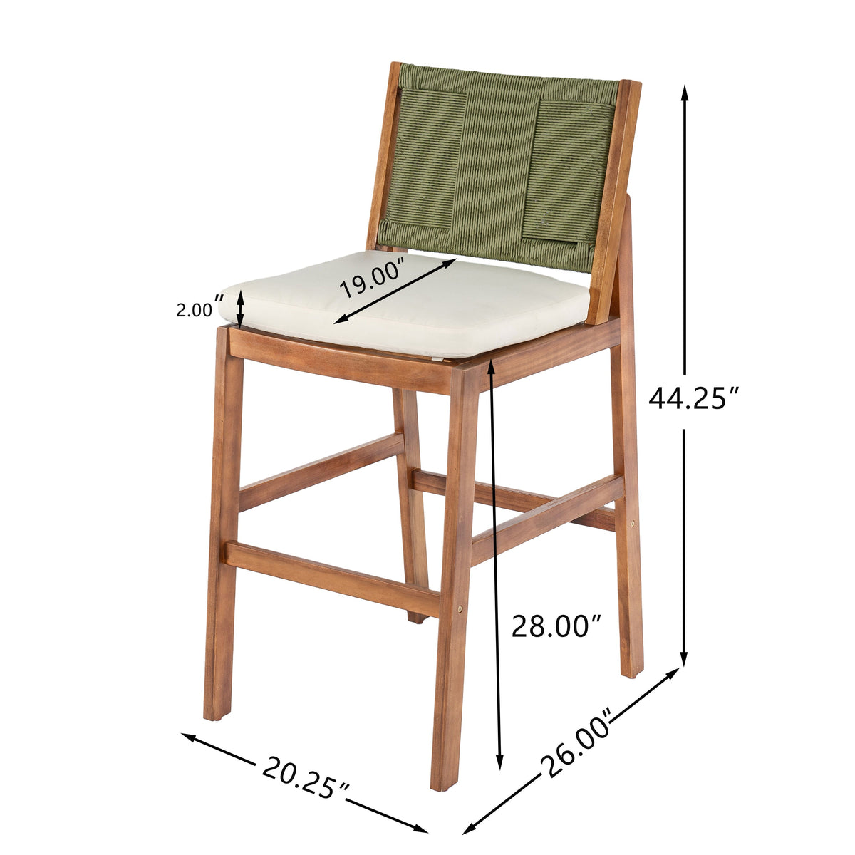4 Pieces Arly Green Outdoor Bar Stool Set