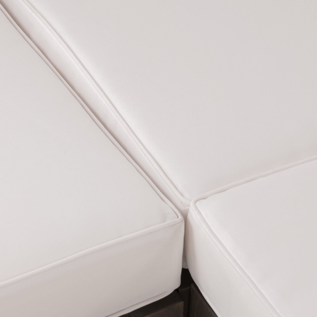 OANA Outdoor Wooden Sectional Set with Cushions, White