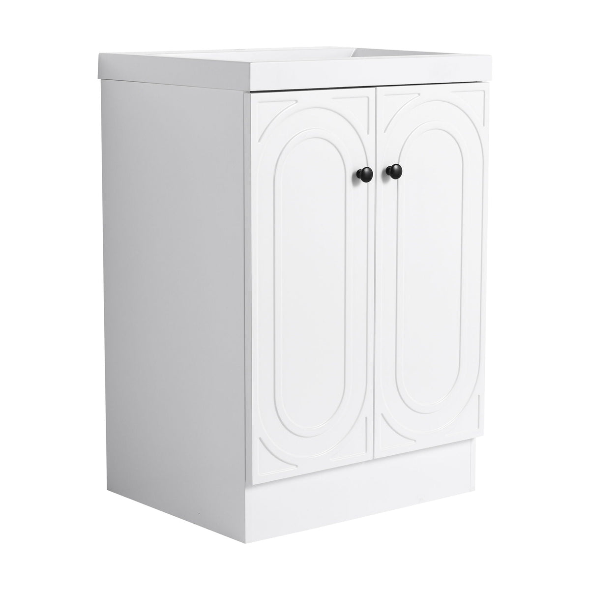 Contemporary Freestanding Bathroom Vanity With Resin Sink & Soft-Close Cabinet Doors